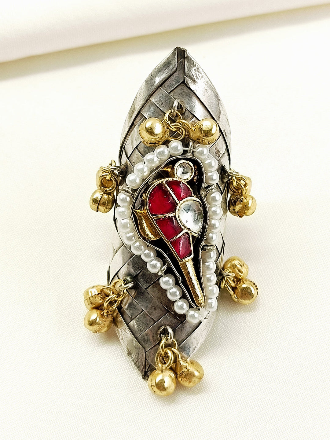 Dayamai Ruby Oxidized Finger Ring