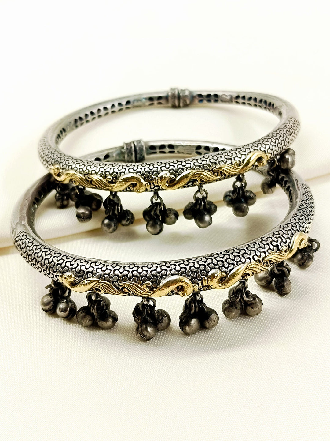 Yatika Dual-Tone Oxidized Ghungroo Anklets