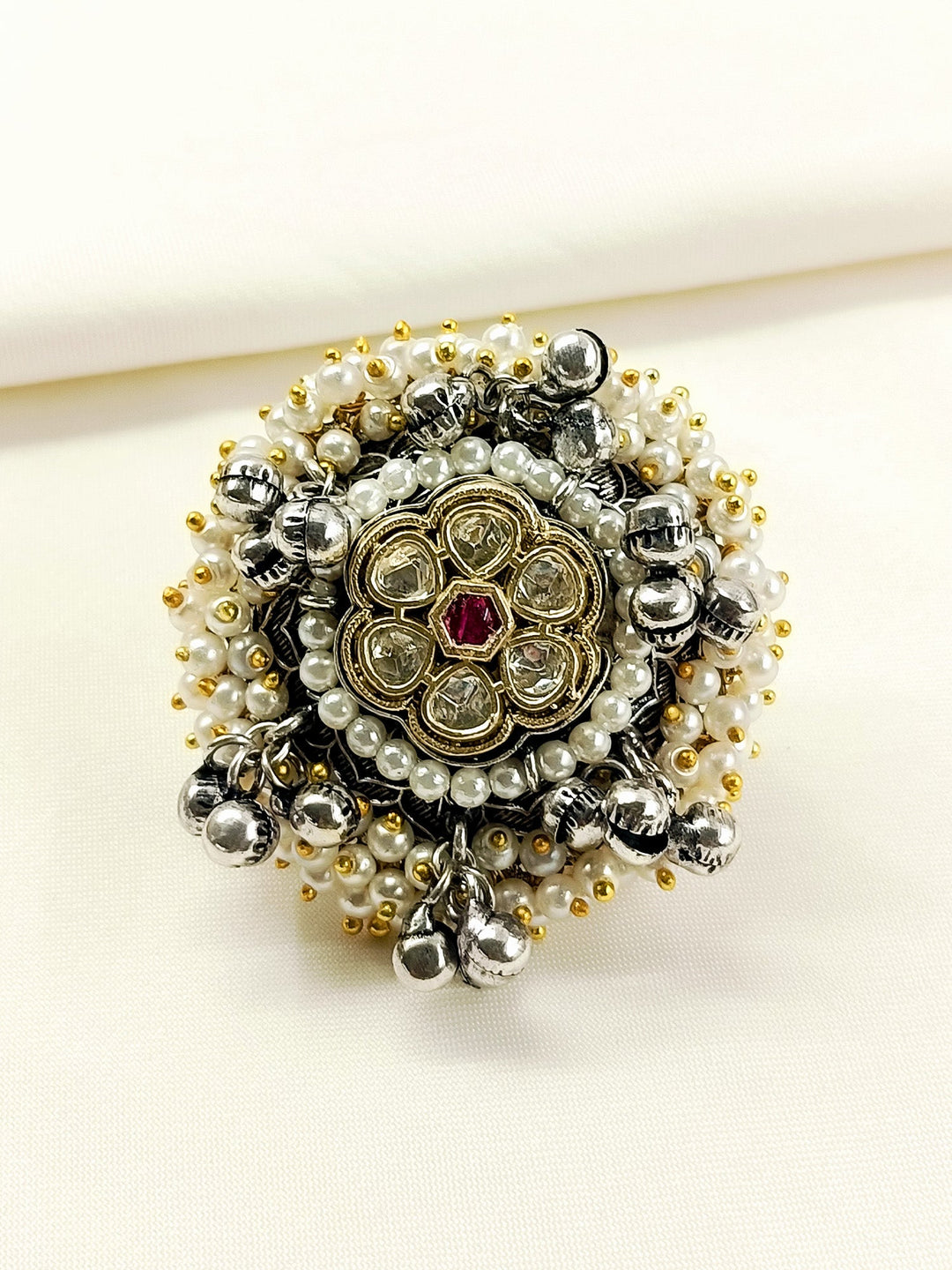 Ela Ruby Oxidized Finger Ring