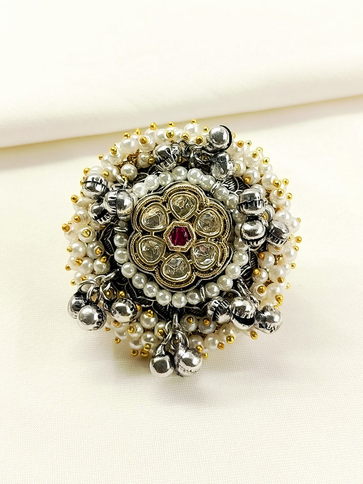 Ela Ruby Oxidized Finger Ring