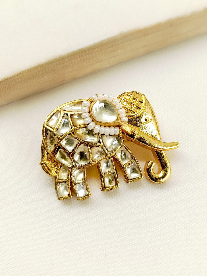 Aspara White Elephant Brooche