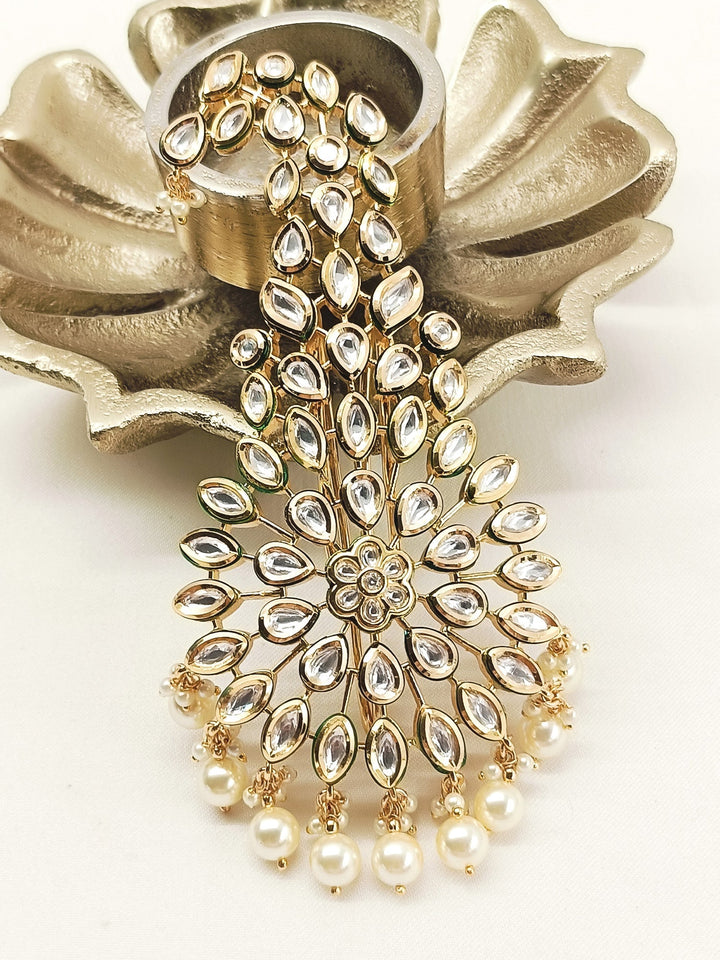 Lovkash White Dulha Kalgi - Gold-Plated Kundan Groom
