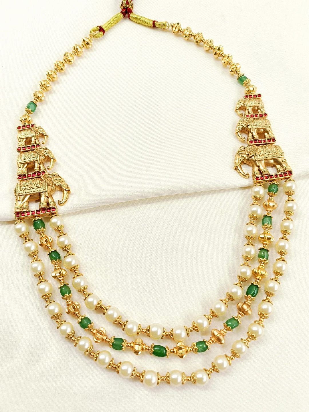 Ahaan R&amp;G Groom Antique Neckpiece - Gold-Plated Brass Pearl