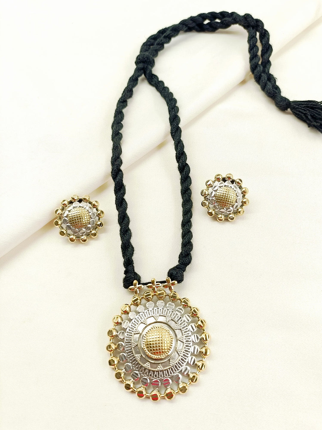 Sarita Black Oxidized Necklace Set - Brass &amp; Earrings