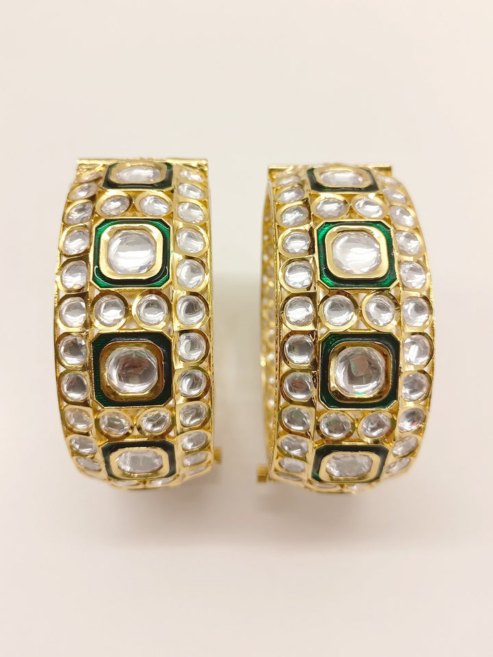 Asin Green Kundan Kada Set Of 2