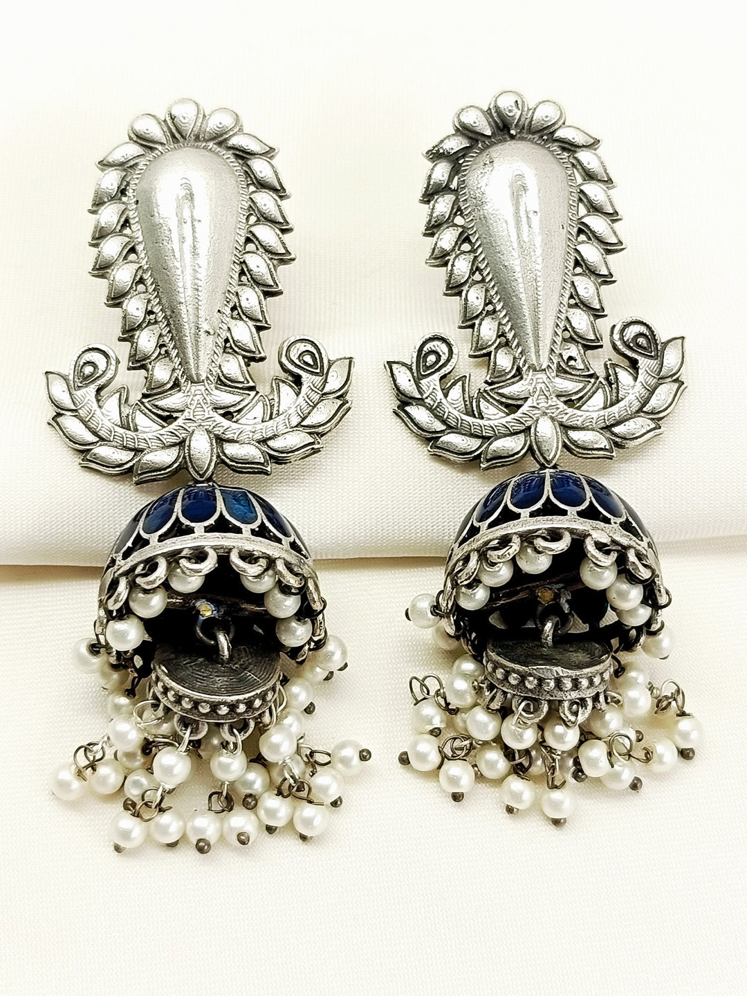Vishakha Blue Oxidized Jhumki