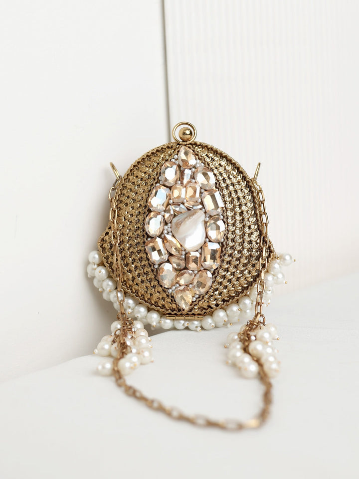 Aadya Golden Mini Metal Clutch