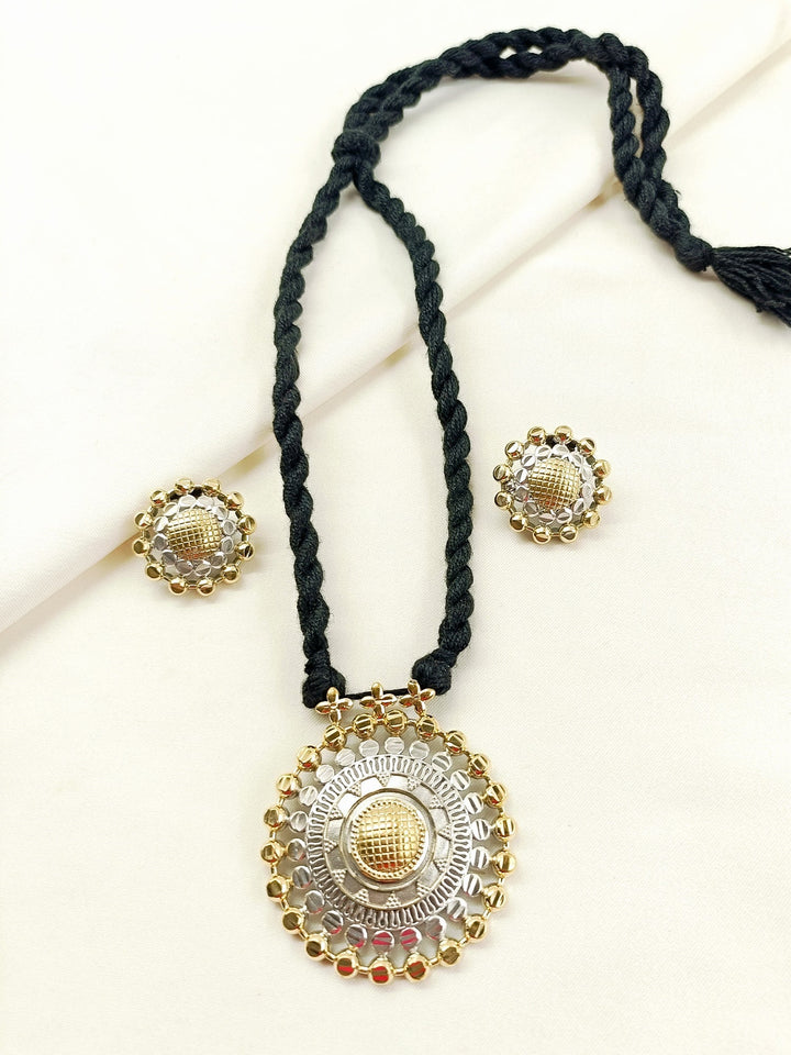 Sarita Black Oxidized Necklace Set - Brass &amp; Earrings