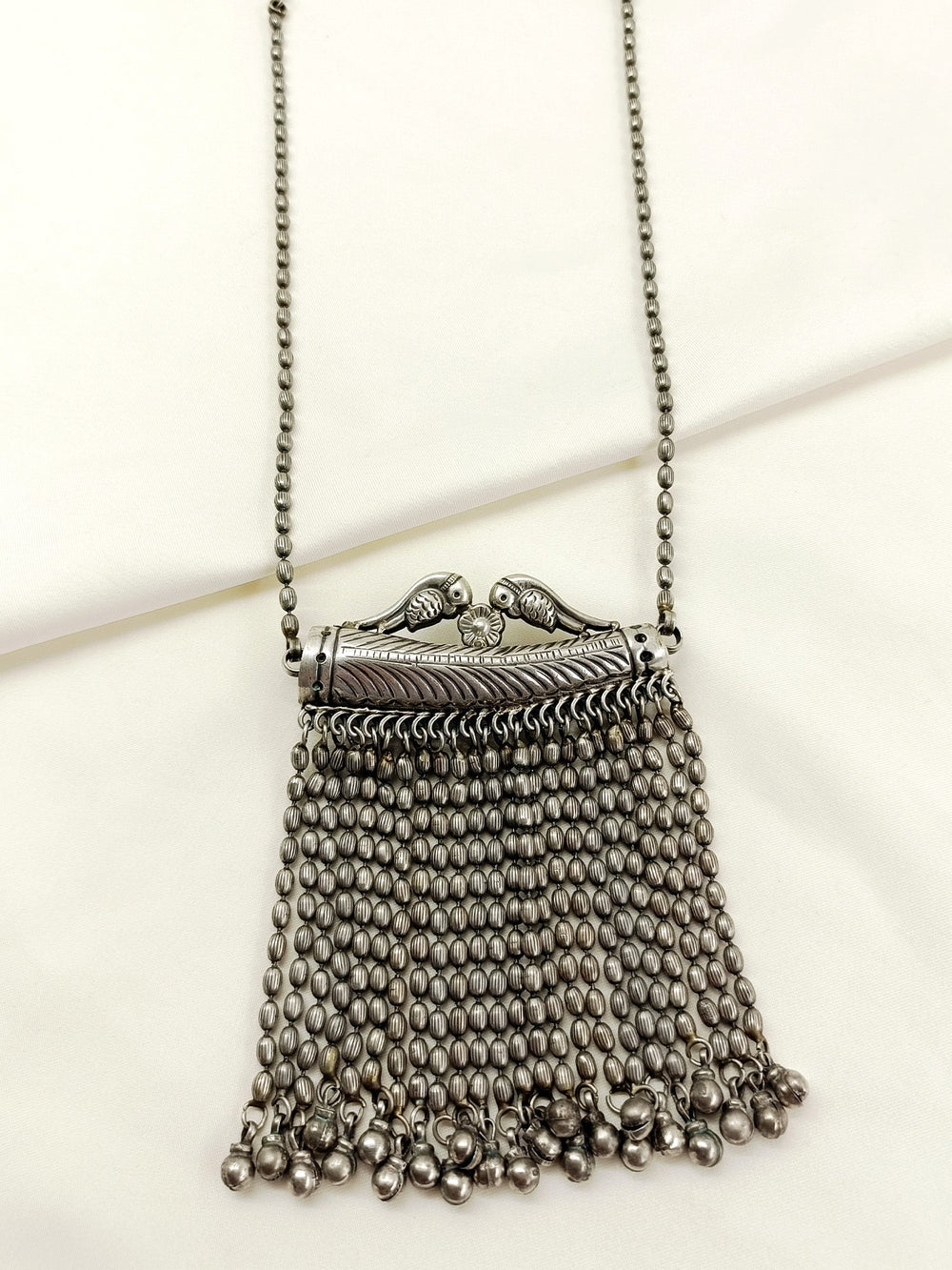 Rakshita Plain Oxidized Neckpiece - Silver Brass Necklace