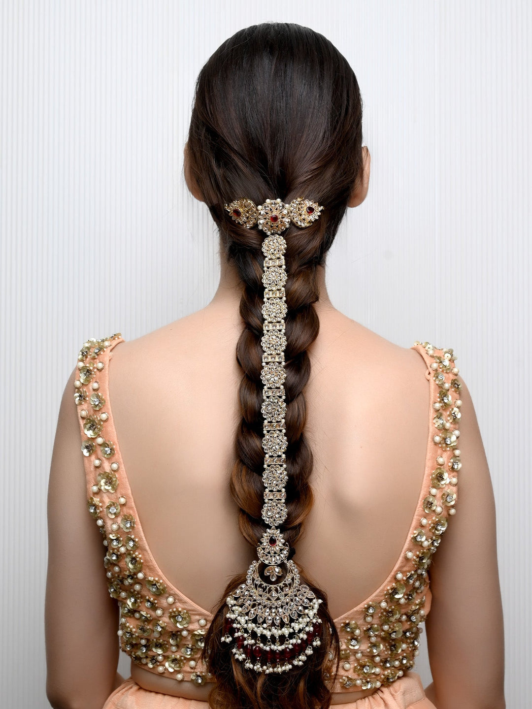 Mayavati Maroon Braid Accessories In Polki