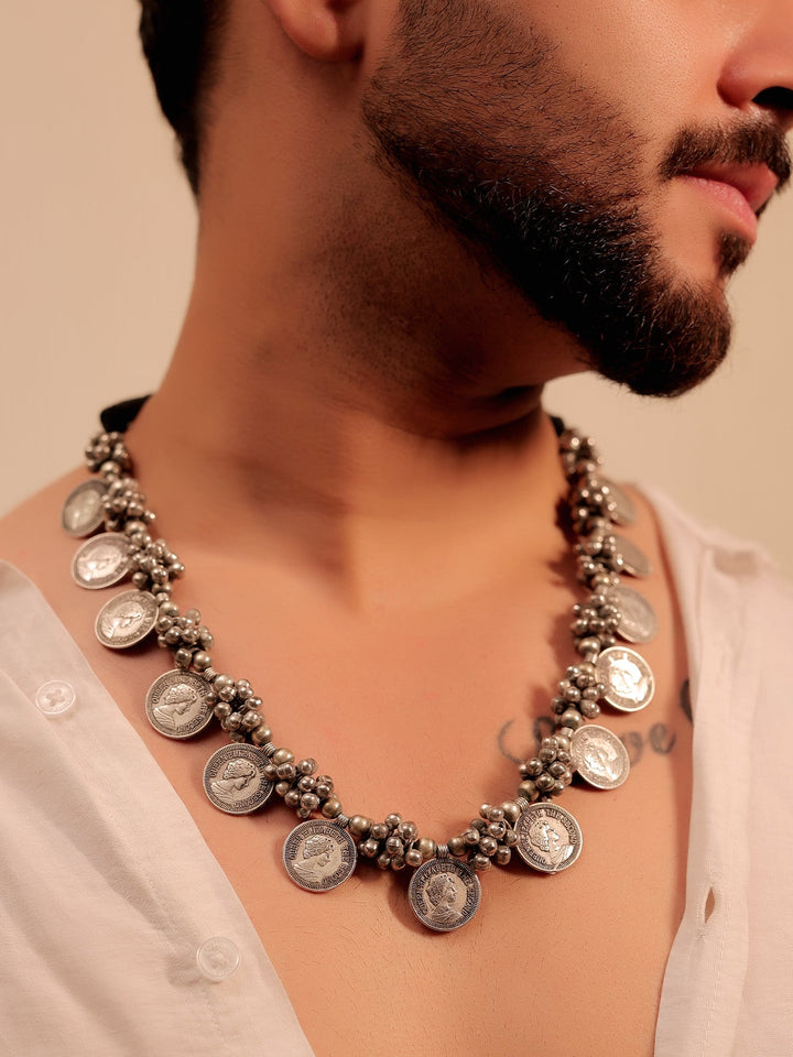 Inesh German Silver Vintage Coin Mala Men&