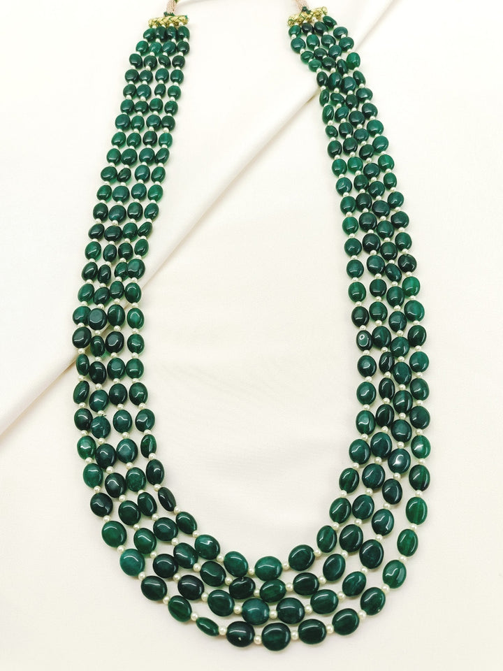 Arav Green Groom Beads Neckpiece - Beaded Semi-Precious