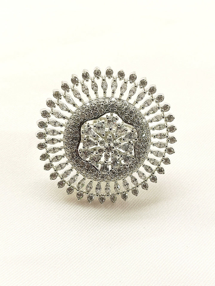Rooh White American Diamond Finger Ring