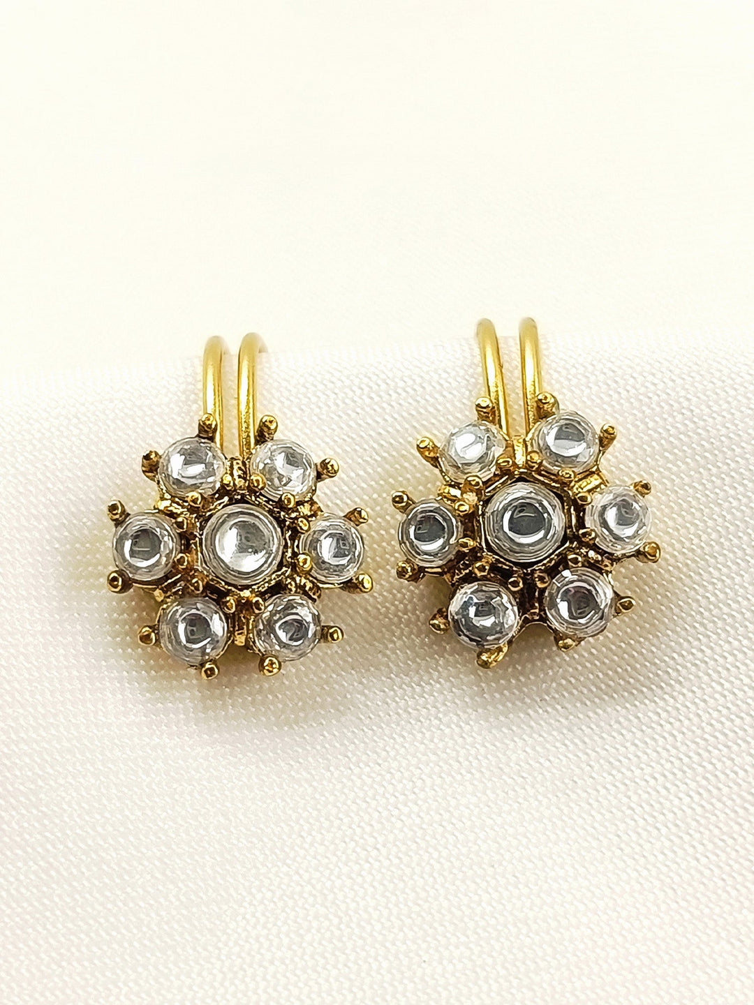 Kania White Floral Kundan Ear Cuffs