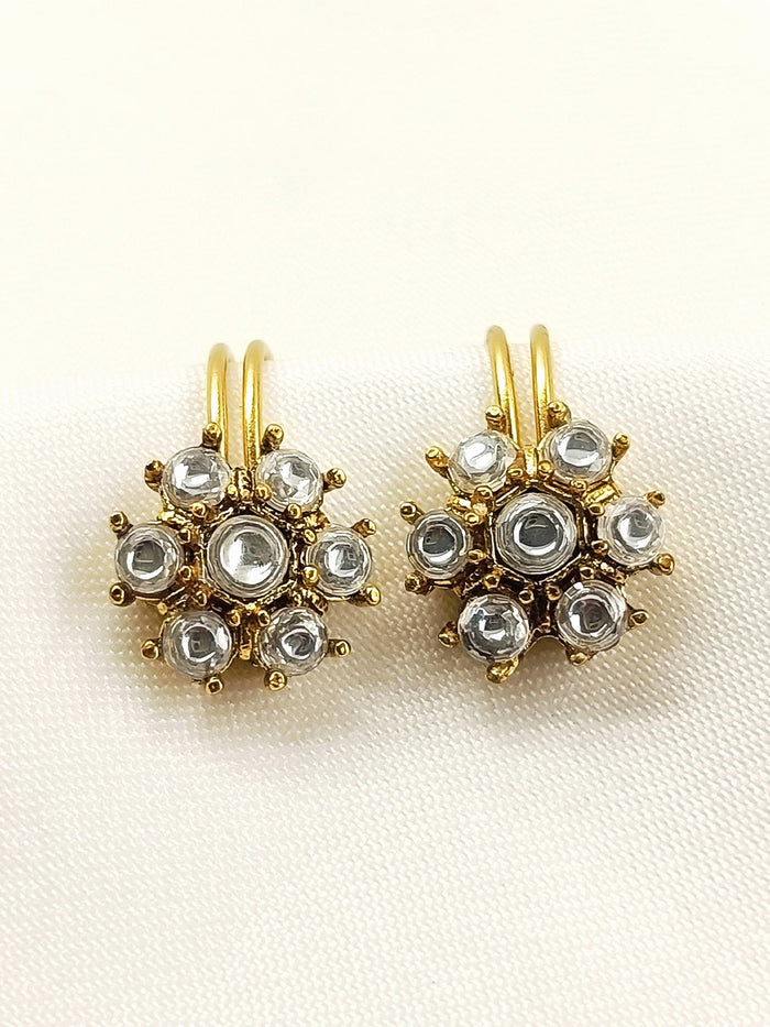 Kania White Floral Kundan Ear Cuffs