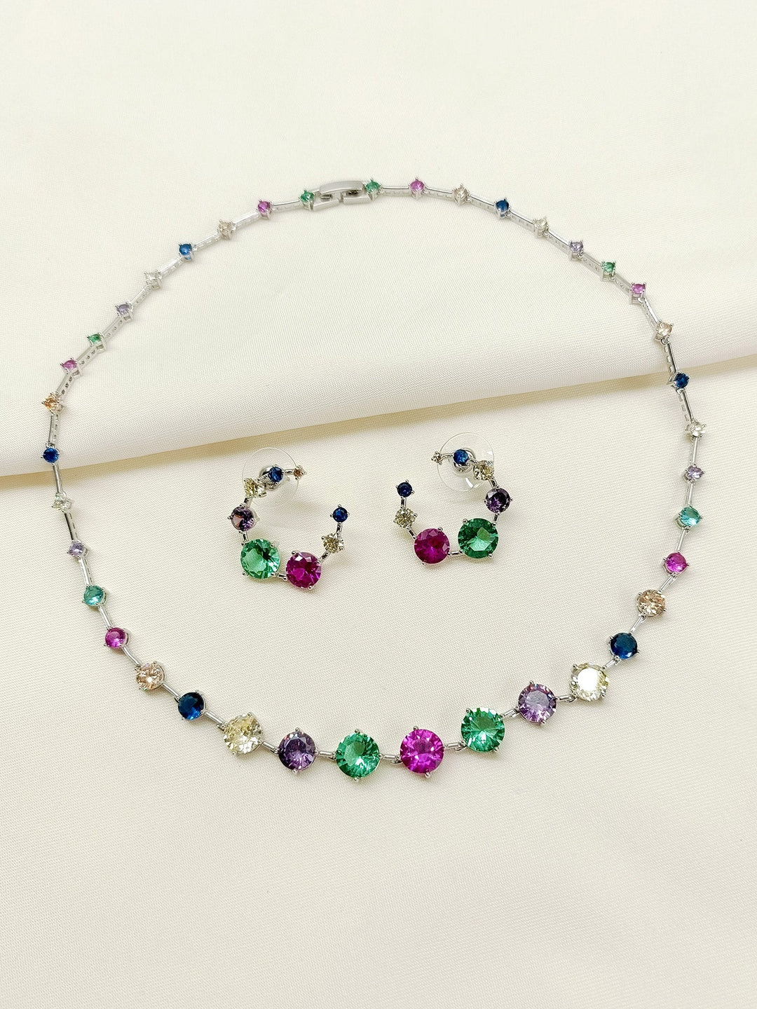 Haisley Multi Colour American Diamomd Necklace Set