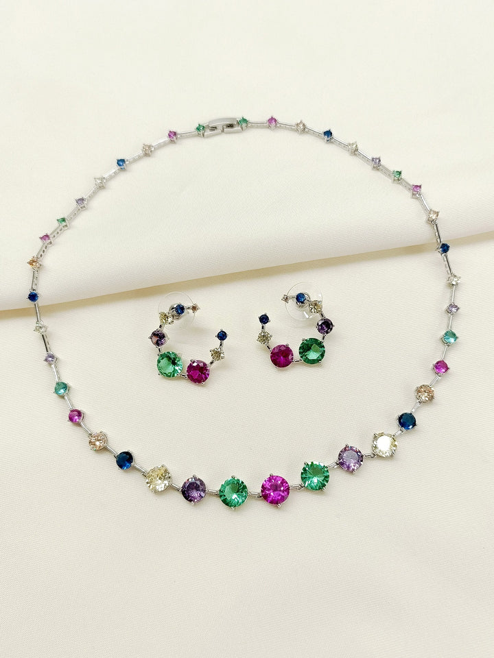 Haisley Multi Colour American Diamomd Necklace Set