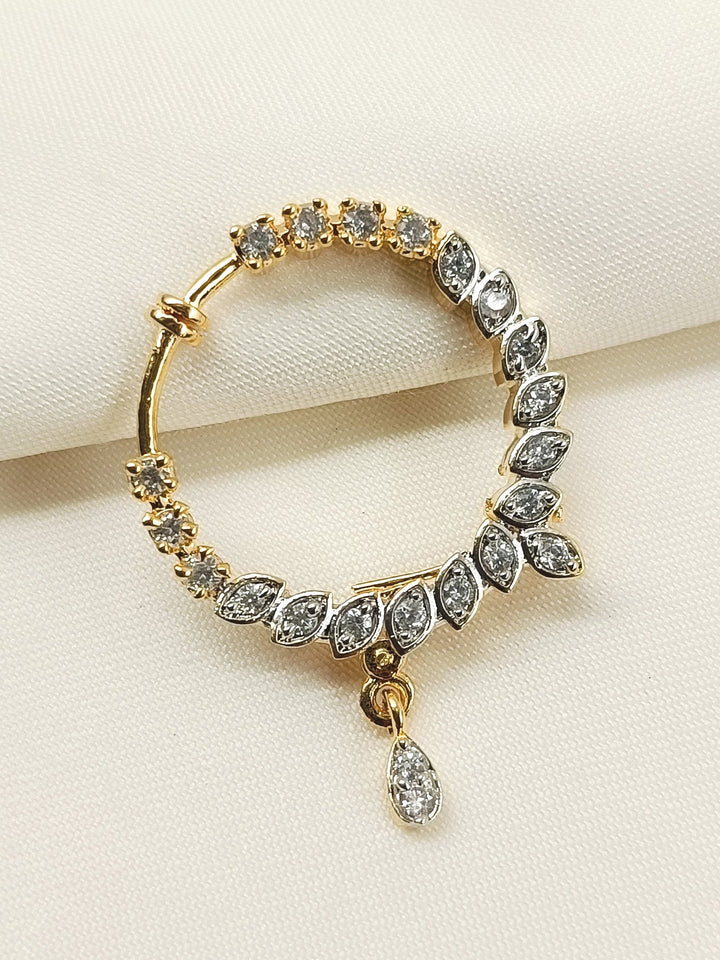 Kesar White American Diamond Nath