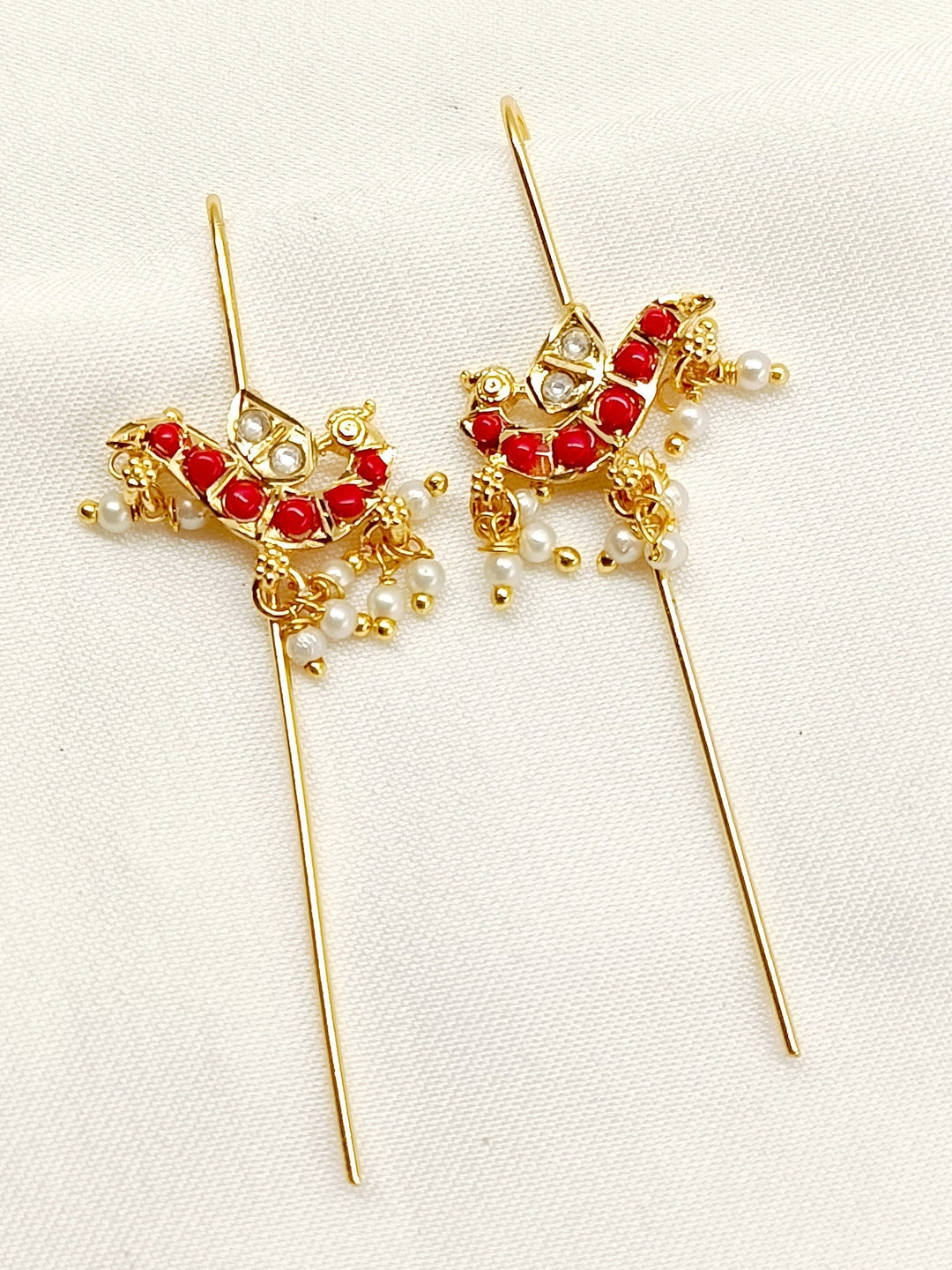 Jeenal Red Gold Plated Kundan Ear Cuff [ Price is for Pair ]