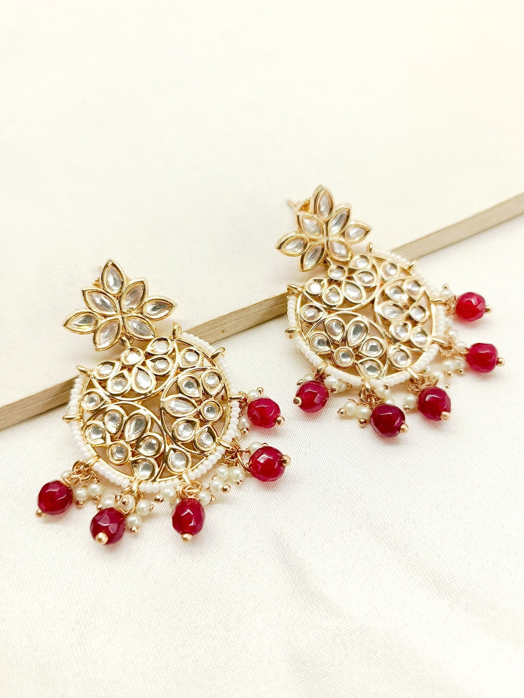 Anabia Maroon Kundan Earrings