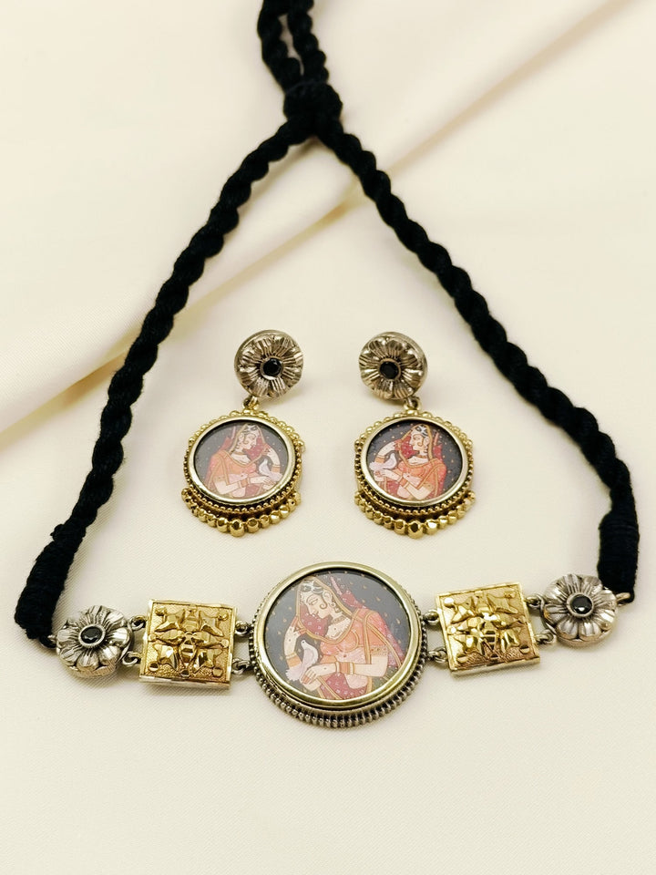 Anjuli Ranisha Miniature Rani Oxidized Choker Set