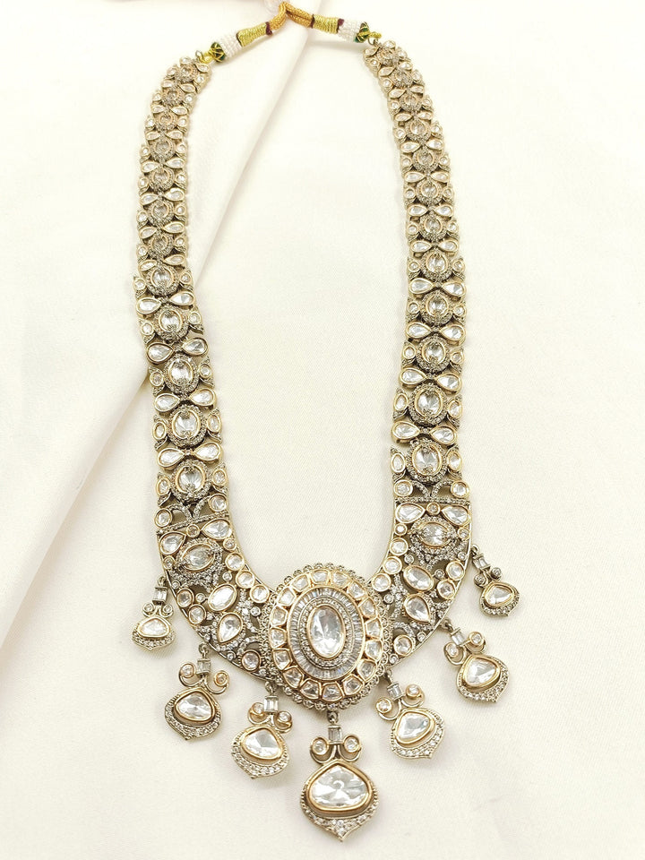 Paresh White Groom Victorian Neckpiece - Antique Gold Kundan