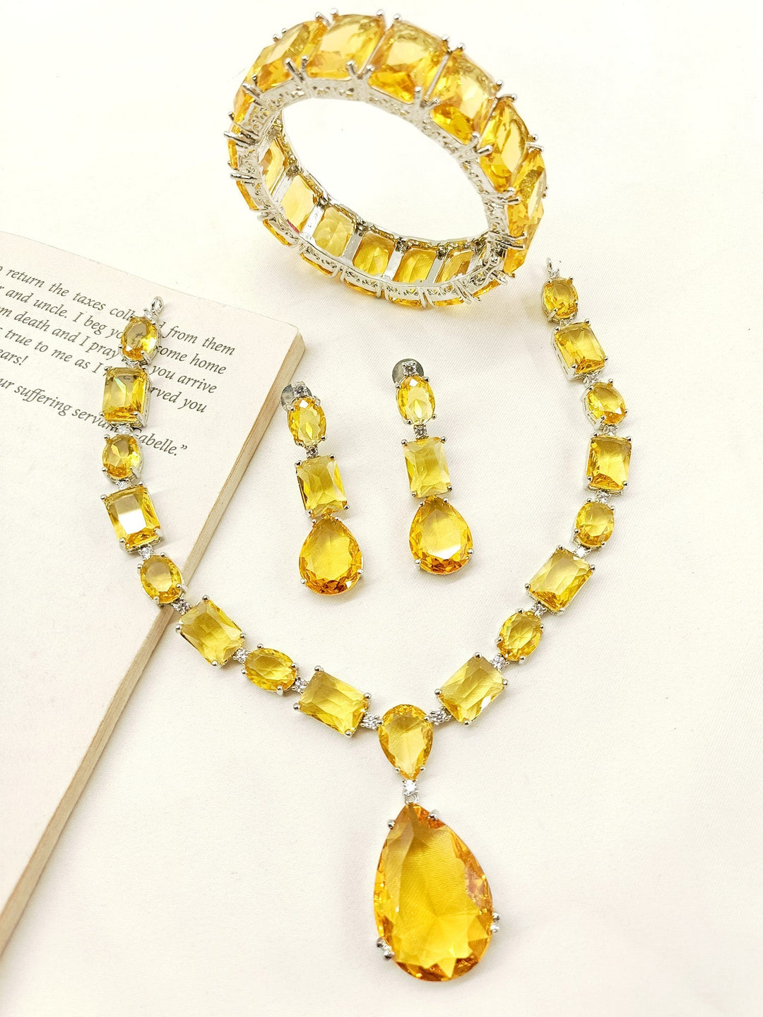 Sudhikha Yellow Swarovski Stone Combo Set