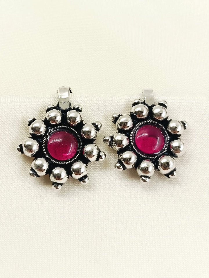 Jais Oxidized Ruby Stone Rava Clip Cuff Pair
