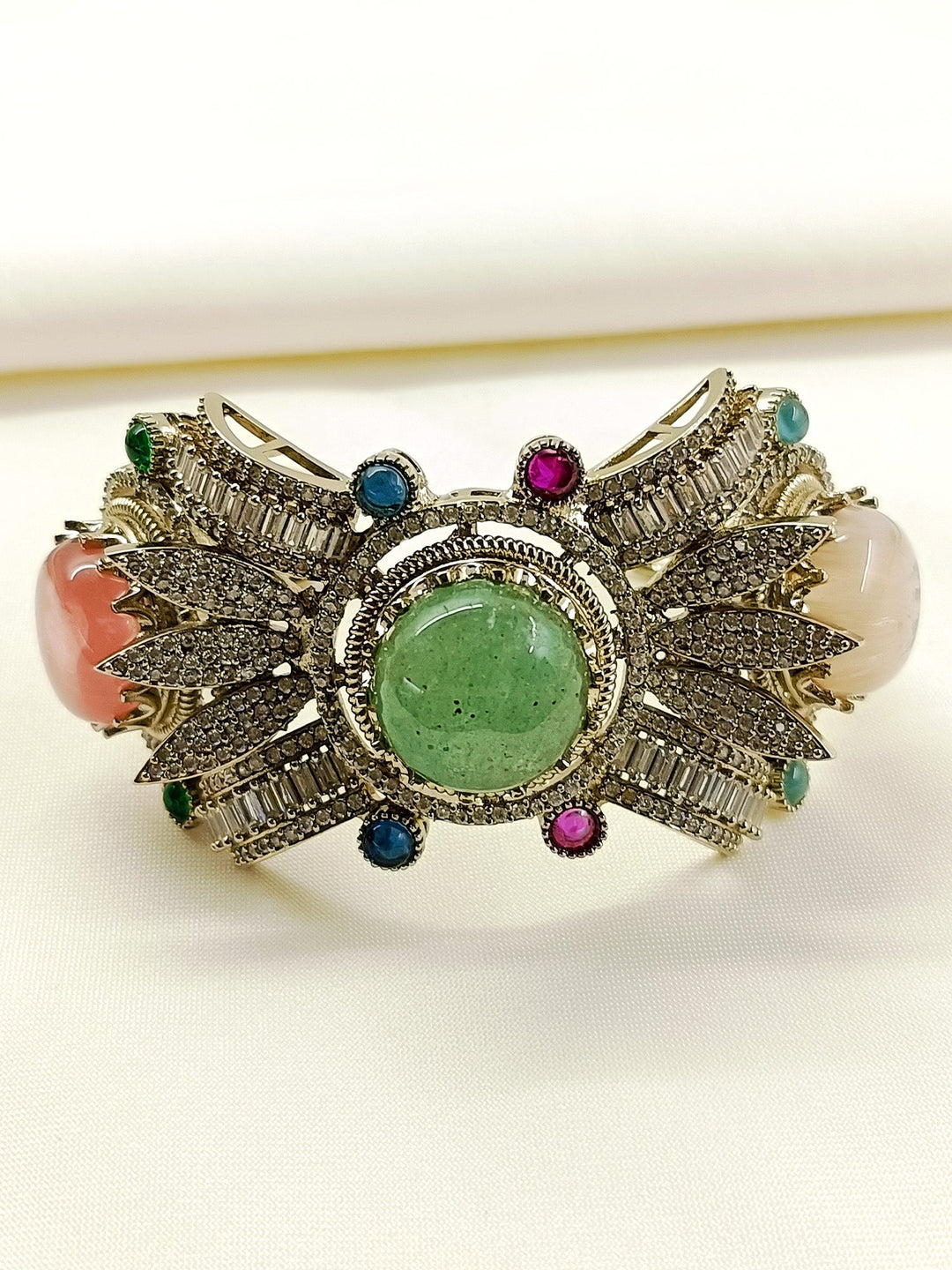 Lizail Multi Colour Victorian Bracelet - Antique Gold