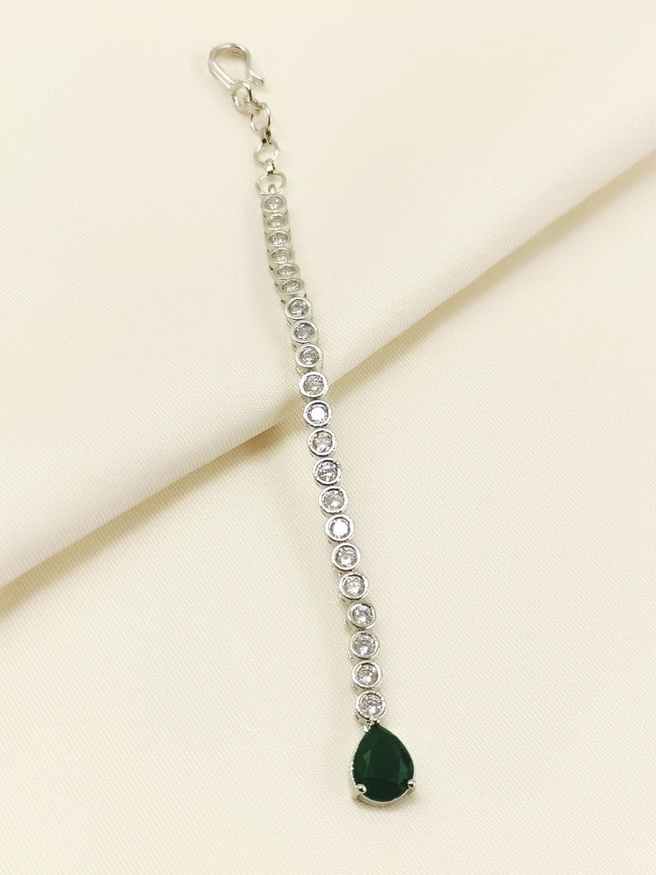 Maadri Green American Diamond Teeka