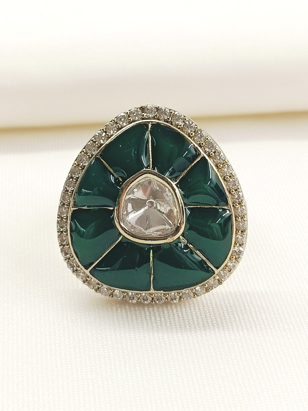 Revati Green Kundan Finger Ring
