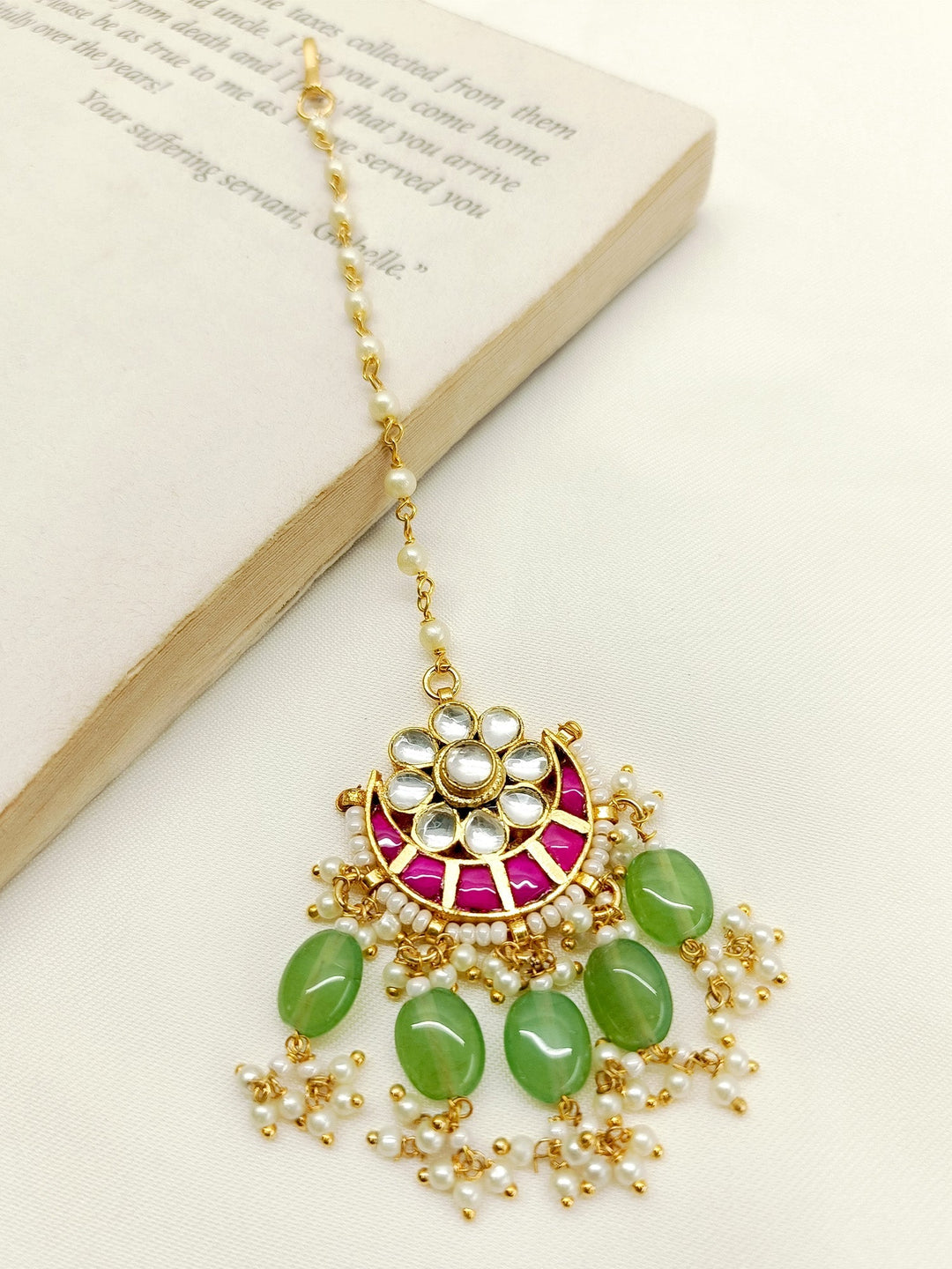 Damayanti Mint Green Kundan Maangtikka