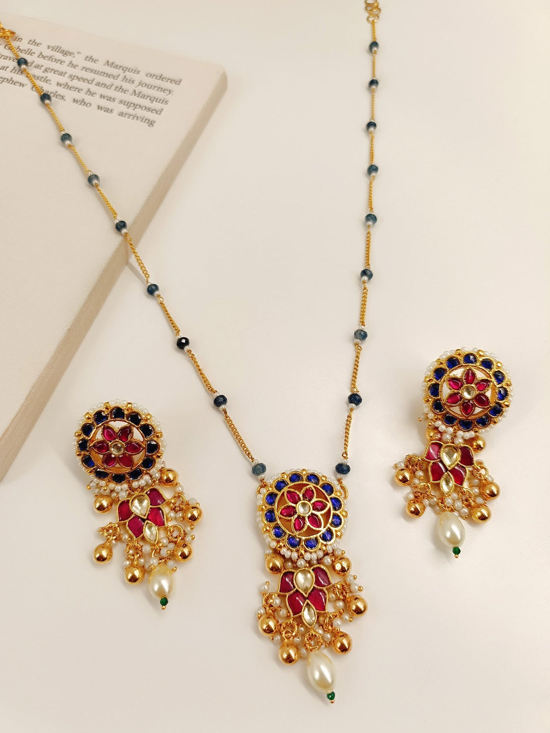 Jhanak B & P Kundan Pendant Set