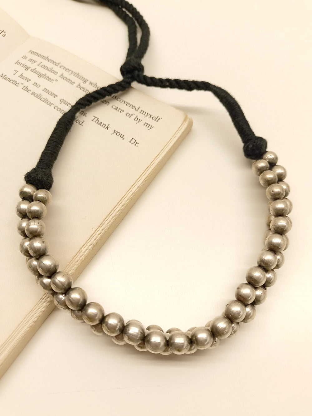 Karthik German Silver Double Line Ball Thushi Men's Neckpiece