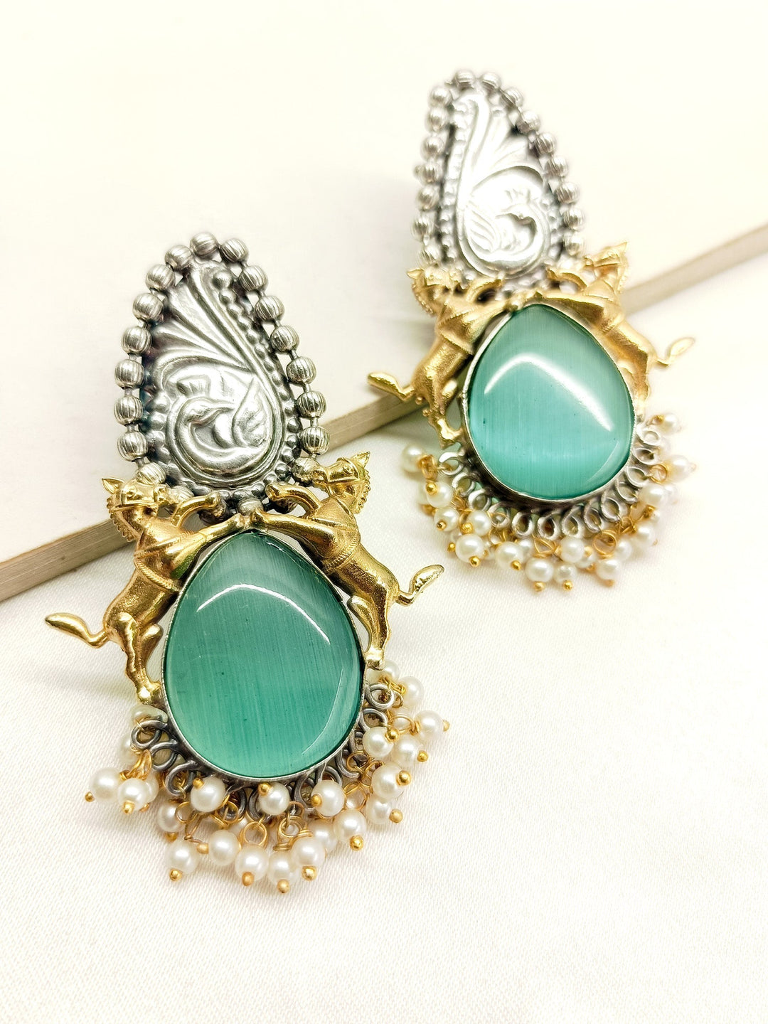 Rosh Mint Green Oxidized Earrings