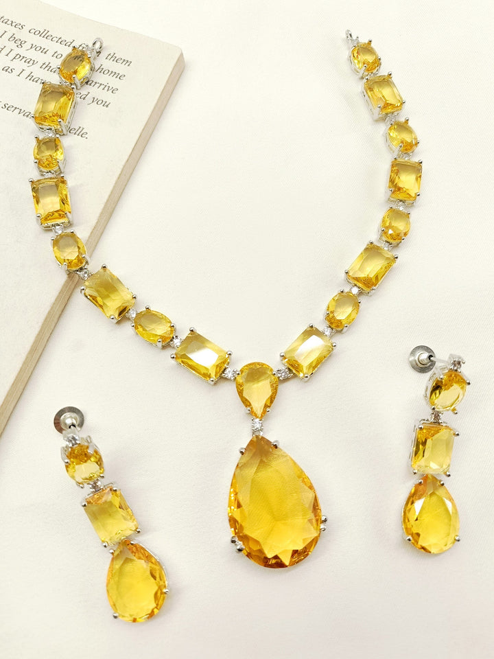 Shishika Yellow Swarovski Stone Necklace Set