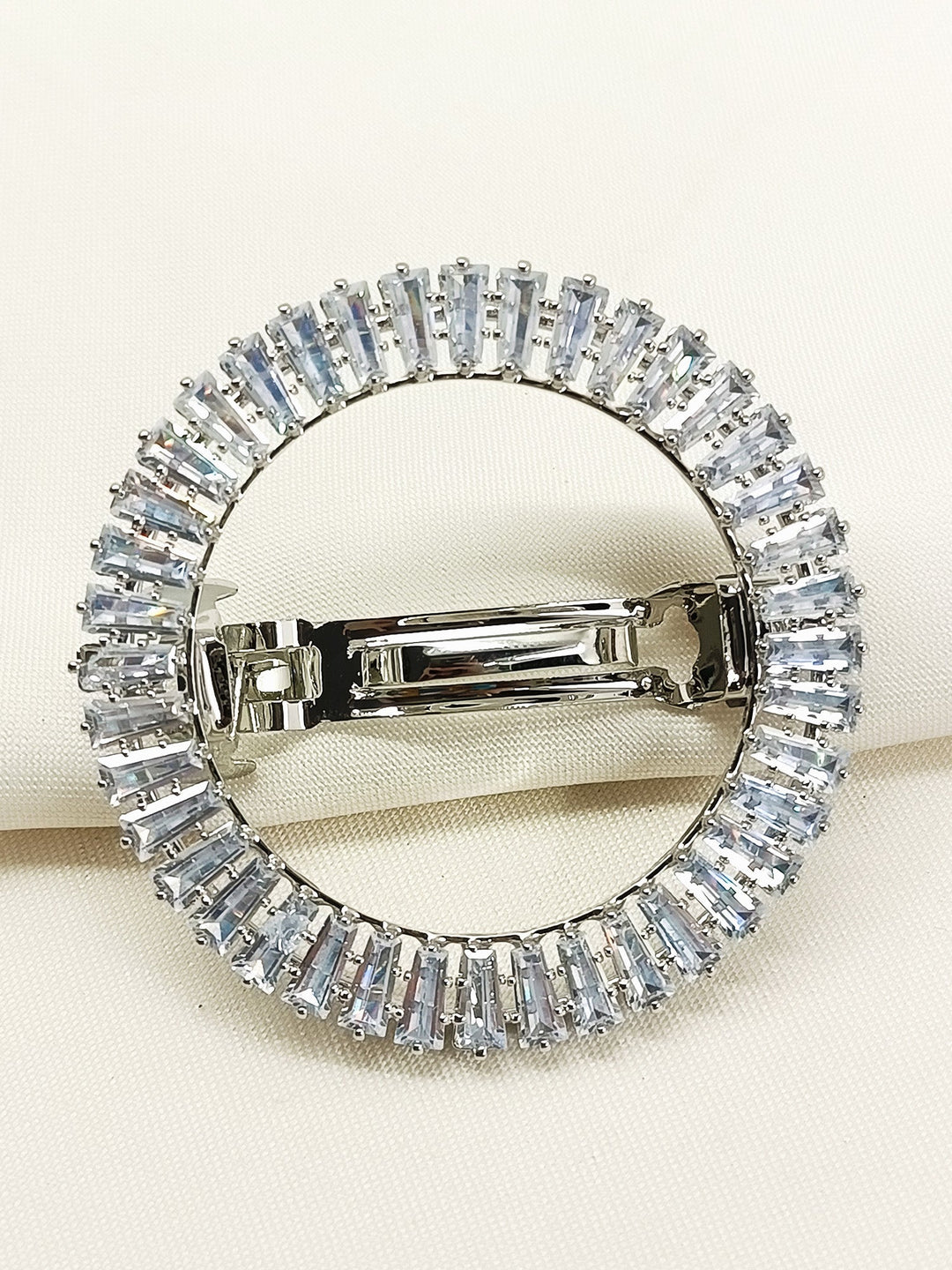 Sahiya Silver Hair Brooch - 5 cm Plated Semi-Precious Stones