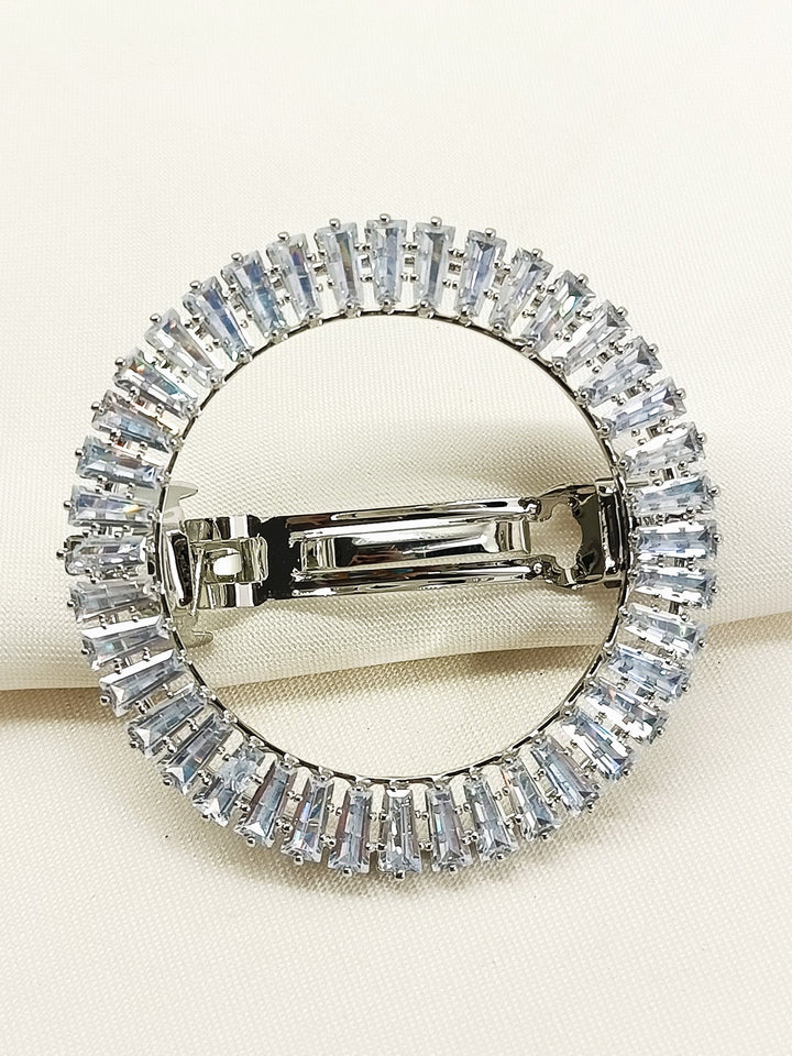 Sahiya Silver Hair Brooch - 5 cm Plated Semi-Precious Stones