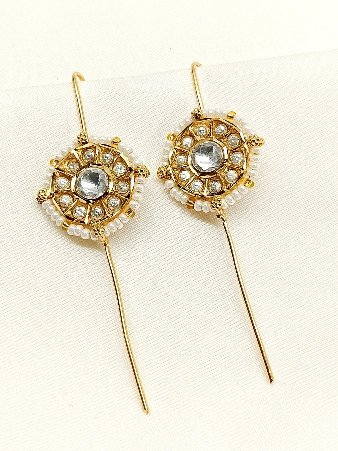 Gunjika White Gold Plated Kundan Ear Cuff [ Price is for Pair ]