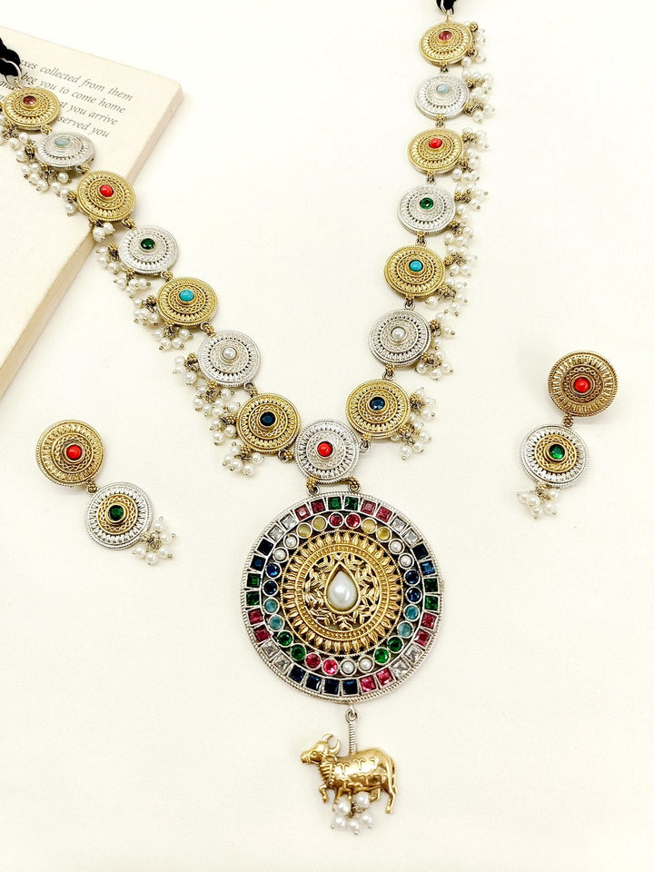 Priyata Multi Colour Oxidized Necklace Set