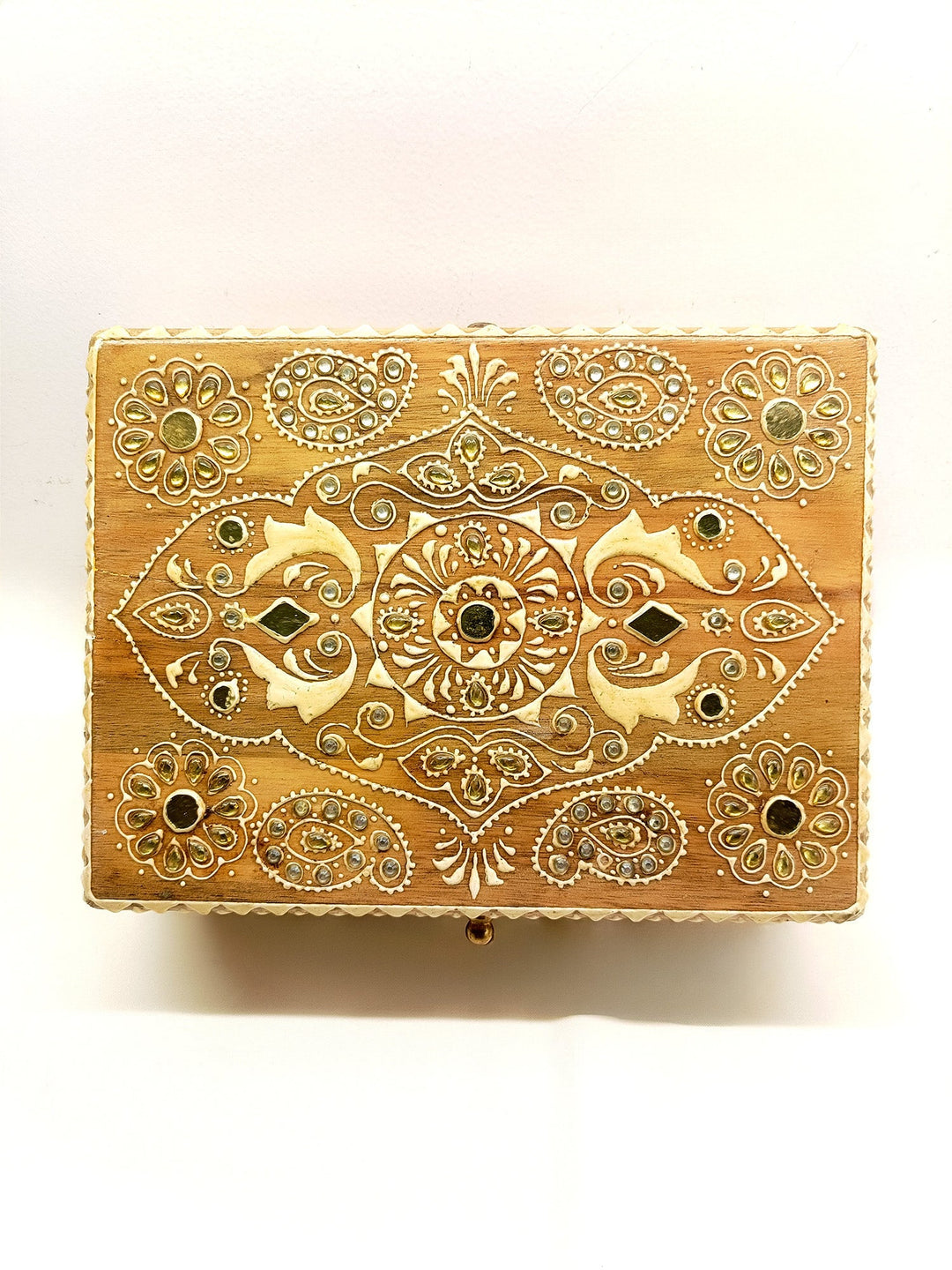 Sanganeri Handcrafted Classy Wooden Aesthetic Jewellery Box With Glasswork