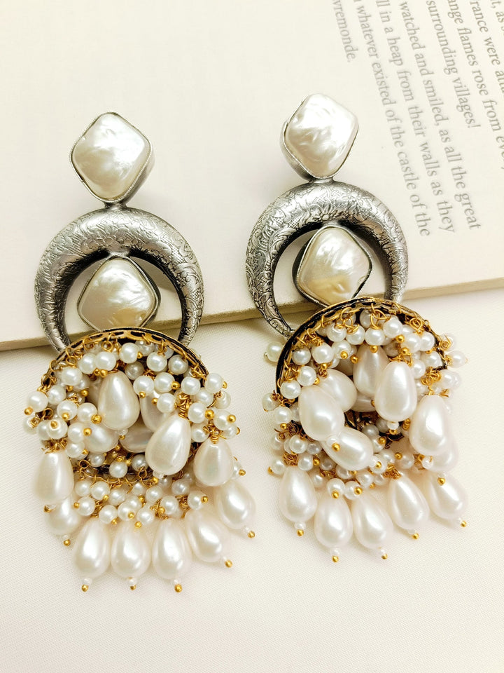 Bernadette Cream Oxidized Jhumki