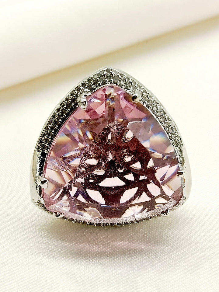 Nihira Pink American Diamond Finger Ring