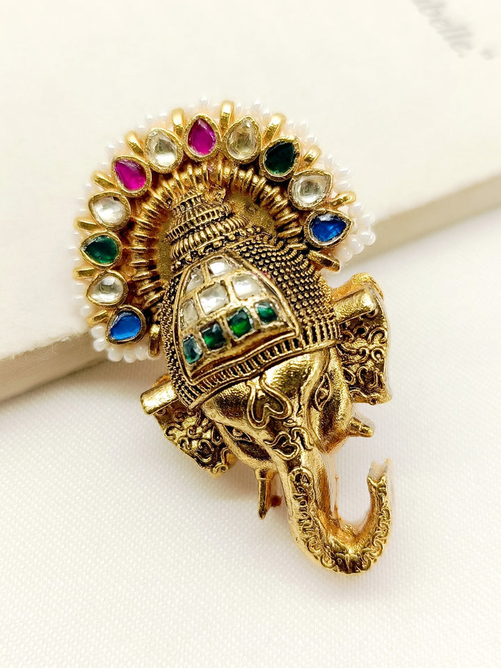 Dhuni Multi Colour Ganesh Ji Brooche