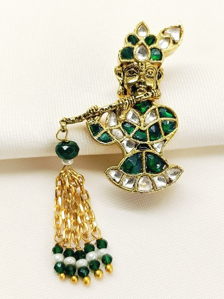 Maanav Green Krishna Ji Brooch