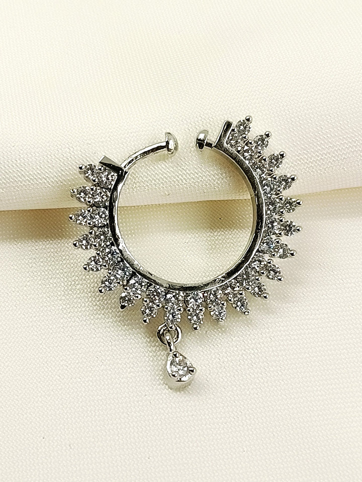 Shravya White American Diamond Nath
