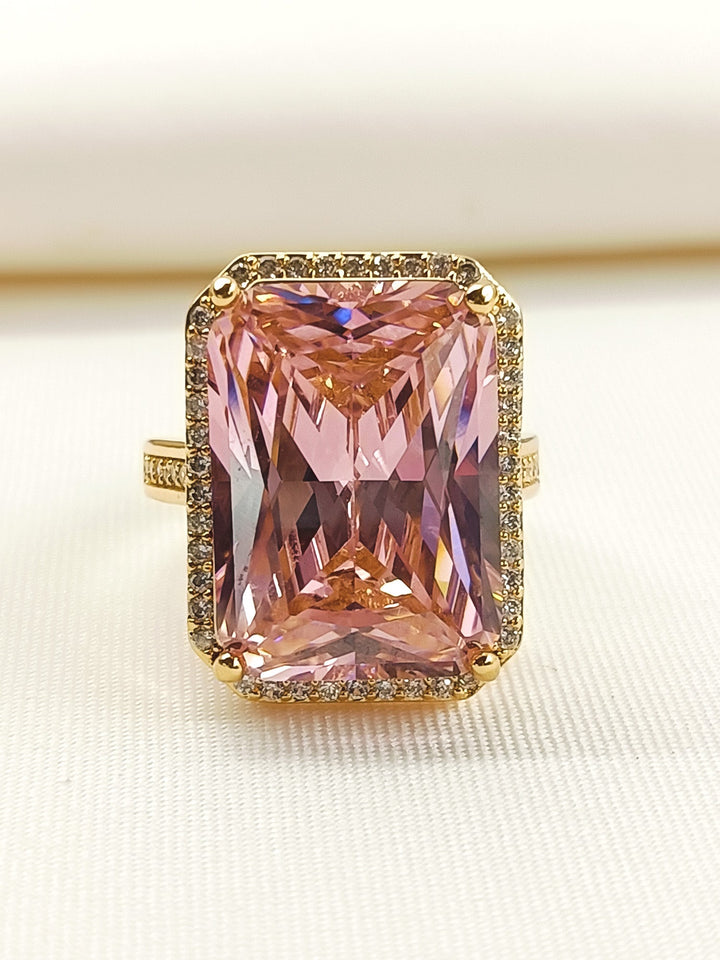 Meher Baby Pink American Diamond Finger Ring