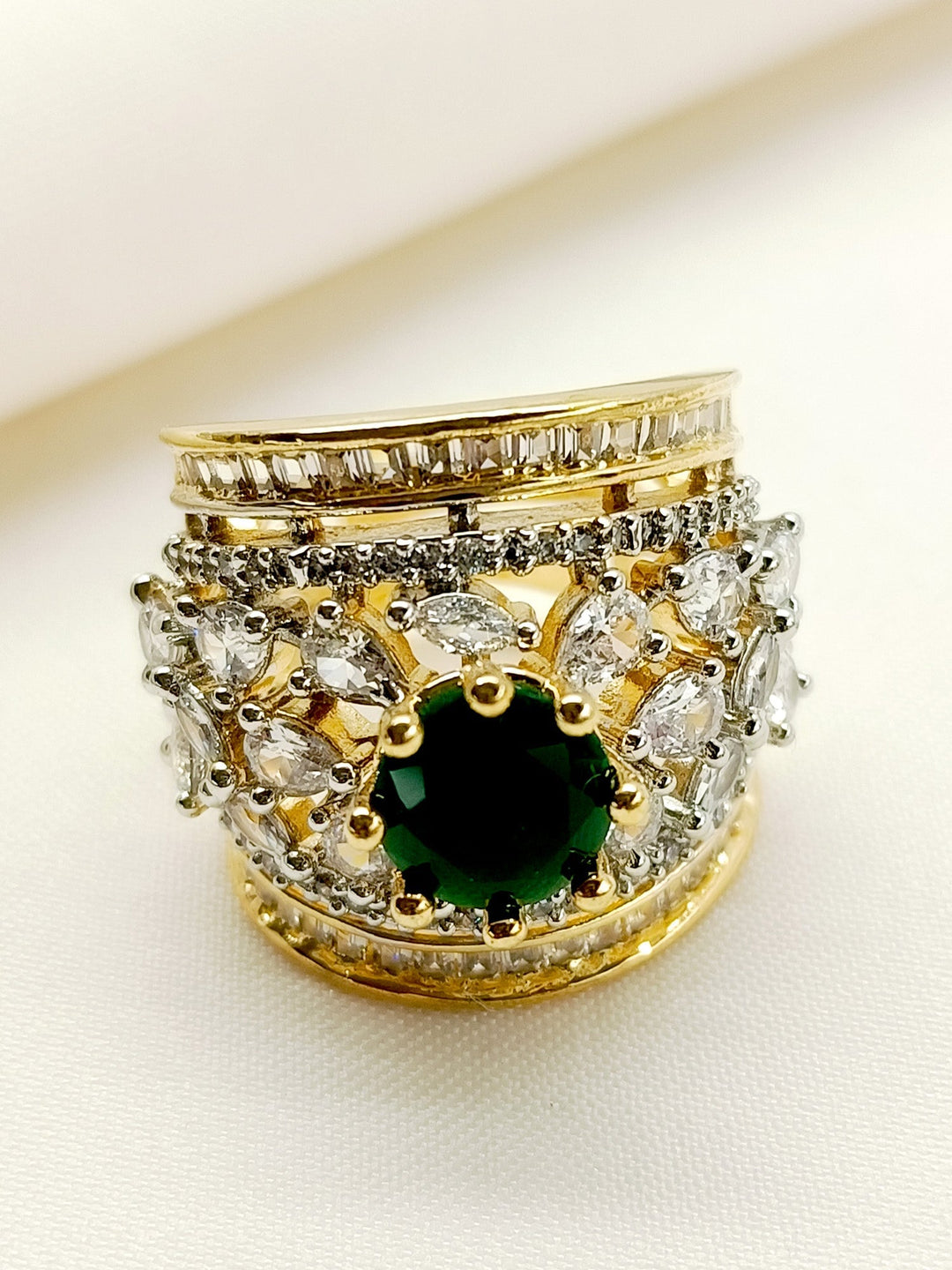 Biana Green American Diamond Finger Ring