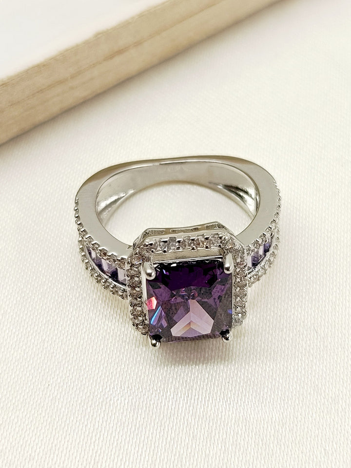 Deepti Purple American Diamond Finger Ring