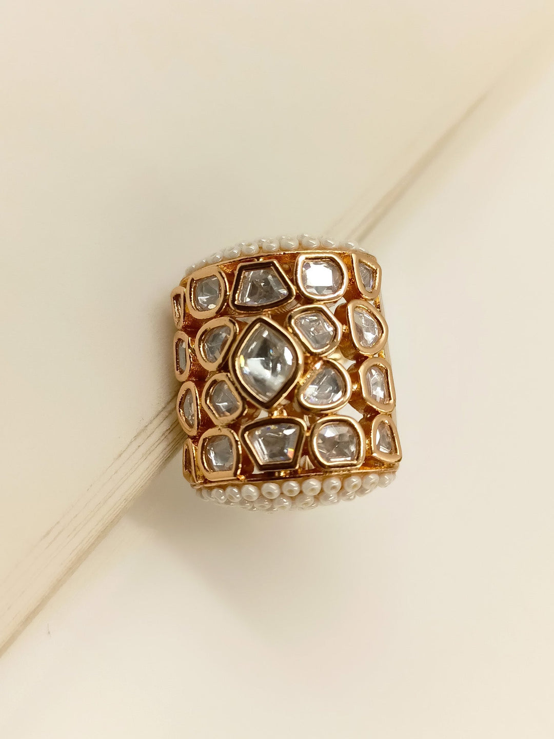 Harini White Kundan Finger Ring